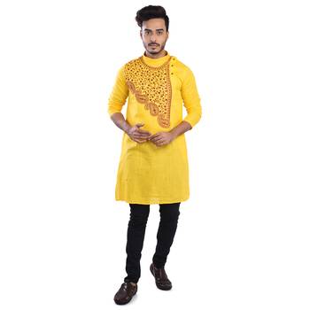 Traditional Sankha Designed Cotton Kurta  Embroideried 1