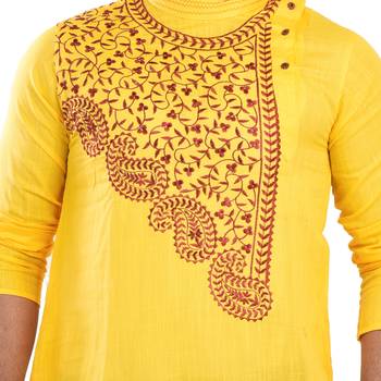 Traditional Sankha Designed Cotton Kurta  Embroideried 4