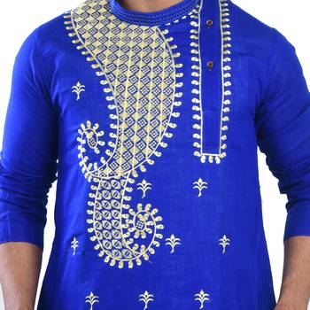 Traditional Sankha Designed Cotton Kurta  Embroideried 4