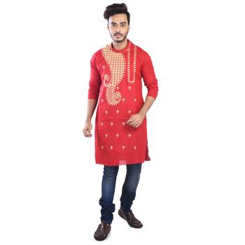 Traditional Sankha Designed Cotton Kurta  Embroideried 1