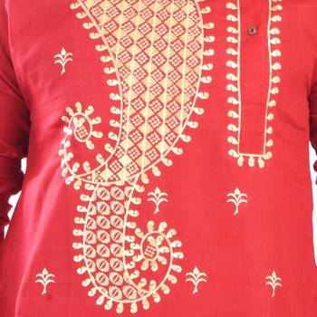 Traditional Sankha Designed Cotton Kurta  Embroideried 4