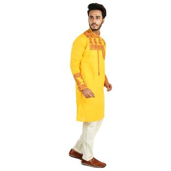 Rajveer Cotton Kurta With Sleeve & Chest Ethnic Embroideried Design 3