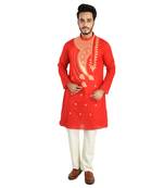 Beautiful Paan Leaf Designed Cotton Kurta  Embroideried