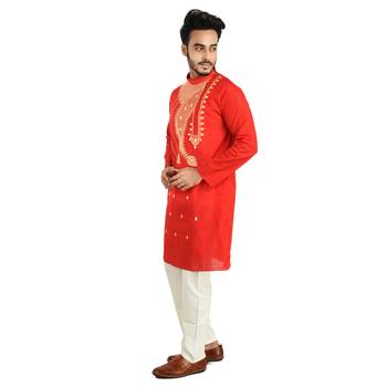 Beautiful Paan Leaf Designed Cotton Kurta  Embroideried 2