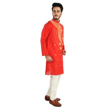 Beautiful Paan Leaf Designed Cotton Kurta  Embroideried 3