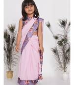 Little Bansi Floral print ready to wear saree and blouse - Lavender