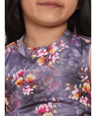 Little Bansi Floral print ready to wear saree and blouse - Lavender 2