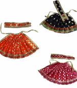 Salvus APP SOLUTIONS Beautiful Fabric Devi MATA Dress/Poshak Set for Goddess Idols Set of 3 (Pink Orange & Black)