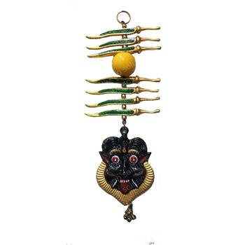 Salvus APP SOLUTIONS Metal Nimbu Mirchi Wall Hanging Nazar Battu-Evil Eye Protector- for Home Office & Shop (11 Inch) 1