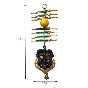 Salvus APP SOLUTIONS Metal Nimbu Mirchi Wall Hanging Nazar Battu-Evil Eye Protector- for Home Office & Shop (11 Inch) 2