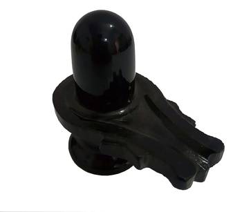 Salvus App Solutions Hand Carved Black Marble Shivling/Shiva Pindi for Pooja Home Office & Car Dashboard (3.5 inch) 1