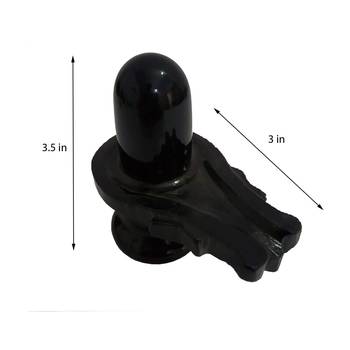 Salvus App Solutions Hand Carved Black Marble Shivling/Shiva Pindi for Pooja Home Office & Car Dashboard (3.5 inch) 2