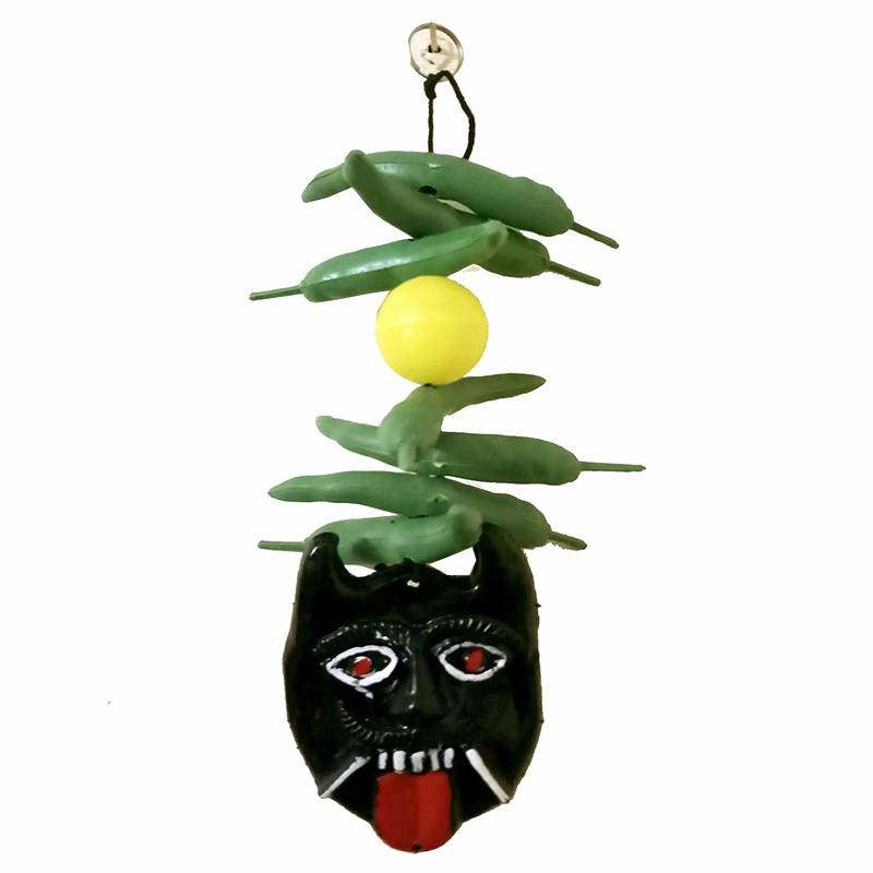 Salvus App SOLUTIONS Plastic Black Bhoot Face Wall Hanging Nazar Battu/EvilEyeProtectorforHome/Office/Shop (11x4.5 Inch)