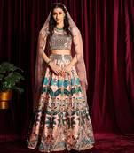 Blush Heavy Embroidered Mirror Lehenga Blouse With A Dupatta