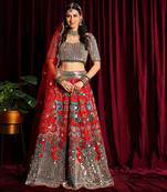 Red Heavy Embroidered Lehenga Blouse With A Dupatta
