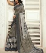 Rust printed cotton silk saree with blouse
