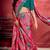 Rani pink printed silk blend saree with blouse