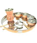 Copper Stainless Steel Large Dinner Plate Thali Set Dinnerware  Copper Dinner Set Online India  6 Thali Set 1 Jug