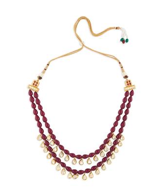 Red and Gold Kundan Polki Necklace  with Hydro Polkis and Ruby Drops 2