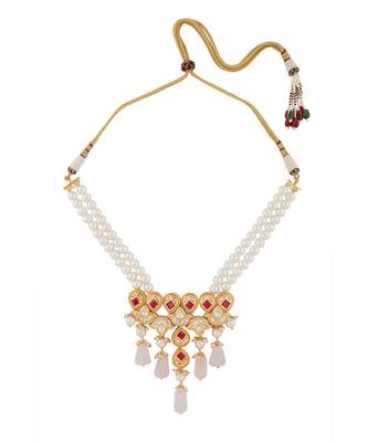 Multi Color Shell Pearl Necklace  with Hydro Polkis, Rubies and Emeralds 2
