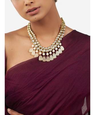 Multi Color Shell Pearl Necklace  with Hydro Polkis and Agate Tumbles 1