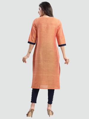 Mustard printed cotton silk long-kurtis 3