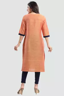Mustard printed cotton silk long-kurtis