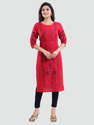 Magenta printed cotton silk long-kurtis 5