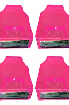 Atorakushon   Non Woven Fabric Blouse Cover Saree Cover Jeans Trousers Clothes Organizer For Wardrobe Pack Of 4 Pink