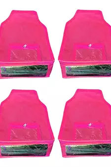 Atorakushon   Non Woven Fabric Blouse Cover Saree Cover Jeans Trousers Clothes Organizer For Wardrobe Pack Of 8 Pink