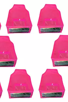 Atorakushon   Non Woven Fabric Blouse Cover Saree Cover Jeans Trousers Clothes Organizer For Wardrobe Pack Of 10 Pink