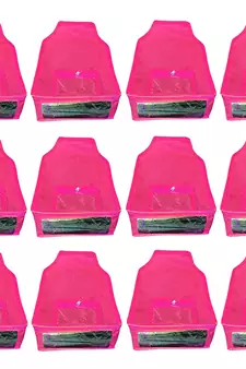 Atorakushon   Non Woven Fabric Blouse Cover Saree Cover Jeans Trousers Clothes Organizer For Wardrobe Pack Of 12 Pink