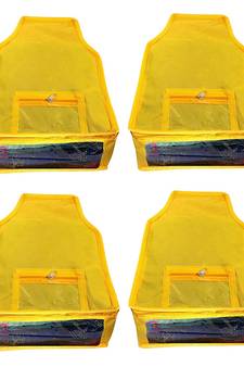 Atorakushon   Non Woven Fabric Blouse Cover Saree Cover Jeans Trousers Clothes Organizer For Wardrobe Pack Of 4 Yellow