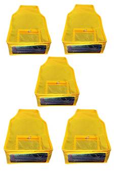 Atorakushon   Non Woven Fabric Blouse Cover Saree Cover Jeans Trousers Clothes Organizer For Wardrobe Pack Of 5 Yellow