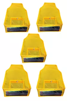 Atorakushon   Non Woven Fabric Blouse Cover Saree Cover Jeans Trousers Clothes Organizer For Wardrobe Pack Of 5 Yellow