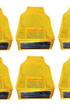 Atorakushon   Non Woven Fabric Blouse Cover Saree Cover Jeans Trousers Clothes Organizer For Wardrobe Pack Of 6 Yellow