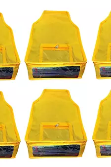 Atorakushon   Non Woven Fabric Blouse Cover Saree Cover Jeans Trousers Clothes Organizer For Wardrobe Pack Of 6 Yellow