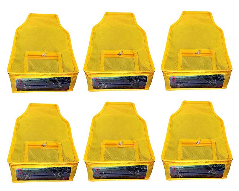Atorakushon   Non Woven Fabric Blouse Cover Saree Cover Jeans Trousers Clothes Organizer For Wardrobe Pack Of 6 Yellow