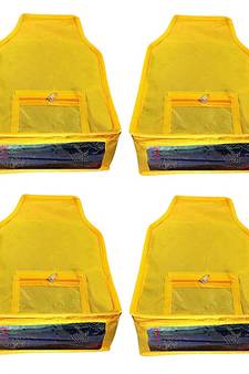 Atorakushon   Non Woven Fabric Blouse Cover Saree Cover Jeans Trousers Clothes Organizer For Wardrobe Pack Of 8 Yellow