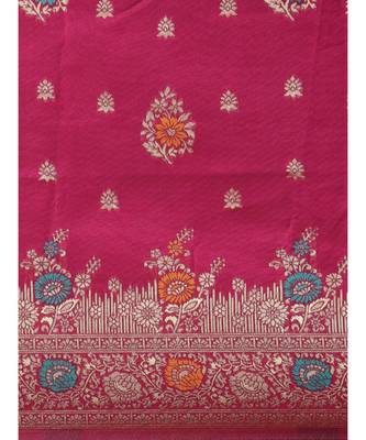 Pink banarasi saree with blouse piece 4