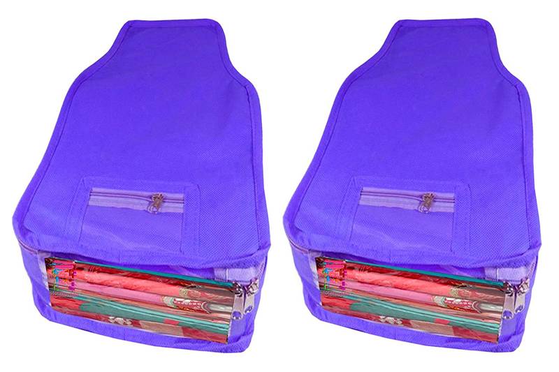 Atorakushon   Non Woven Fabric Blouse Cover Saree Cover Jeans Trousers Clothes Organizer For Wardrobe Pack Of 2 Blue