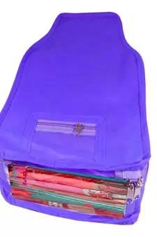 Atorakushon   Non Woven Fabric Blouse Cover Saree Cover Jeans Trousers Clothes Organizer For Wardrobe Pack Of 3 Blue