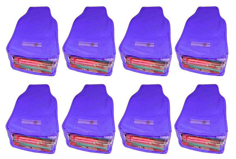 Atorakushon   Non Woven Fabric Blouse Cover Saree Cover Jeans Trousers Clothes Organizer For Wardrobe Pack Of 8 Blue