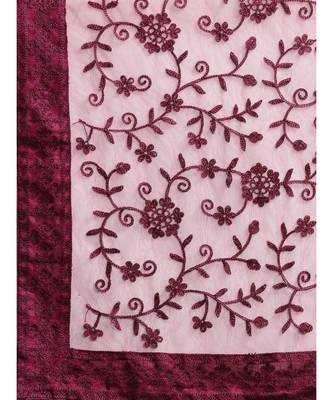 wine soft net  saree with blouse piece 5