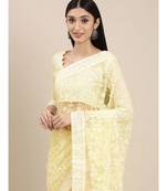 yellow soft net  saree with blouse piece