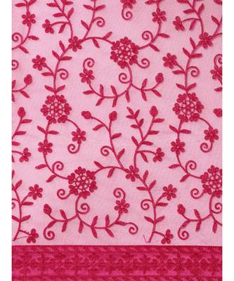pink soft net  saree with blouse piece 4