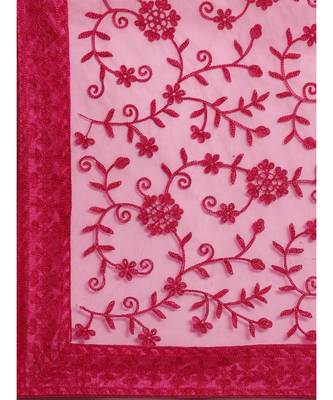 pink soft net  saree with blouse piece 5