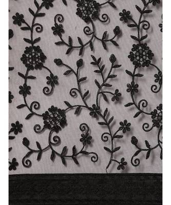 black soft net  saree with blouse piece 4