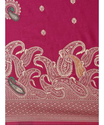 pink banarasi saree with blouse piece 4