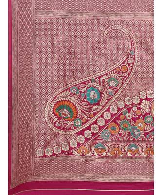 pink banarasi saree with blouse piece 5